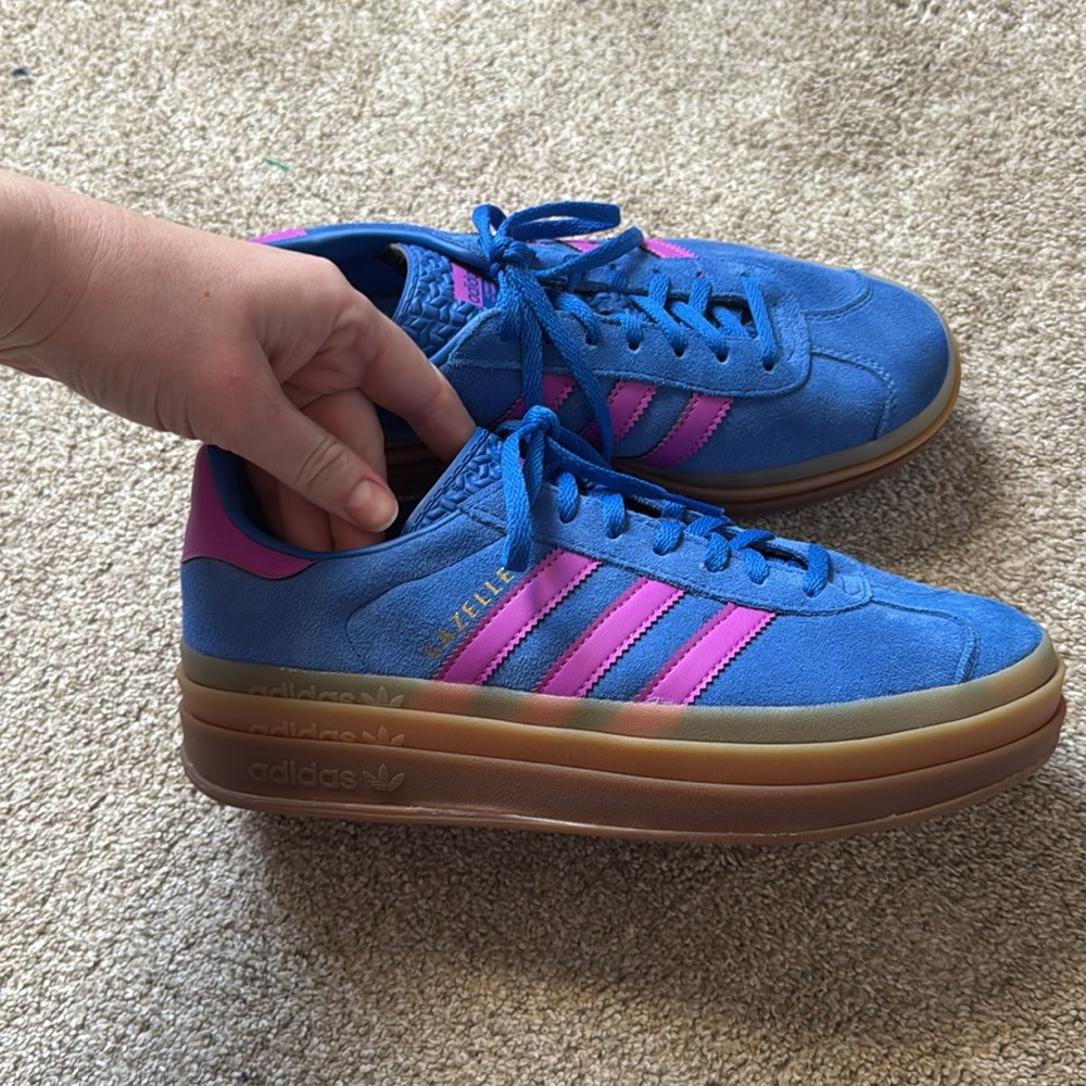 Adidas Gazelle Blue and Pink Platform Sneakers - Picture 6 of 6